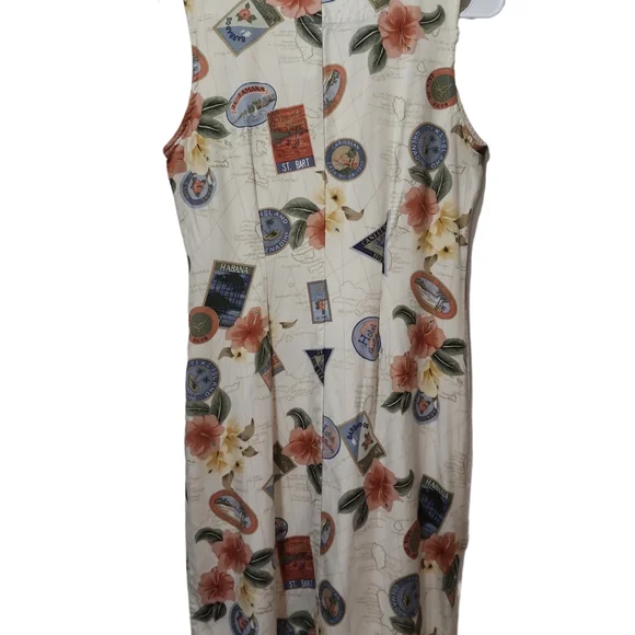 Caribbean joe women's dress colored button down front sleeveless petite medium - Picture 3 of 4